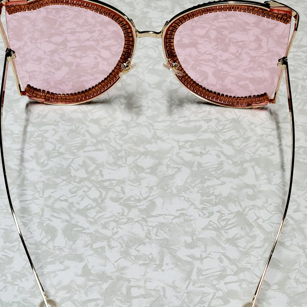 Pink and Gold Sunglasses with Multicolor Accents - Picture 5 of 5